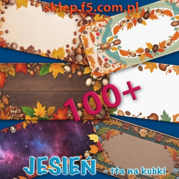 JESIEŃ - Zestaw 100+ obrazków na kubki 21 x 9 cm 300 dpi RGB